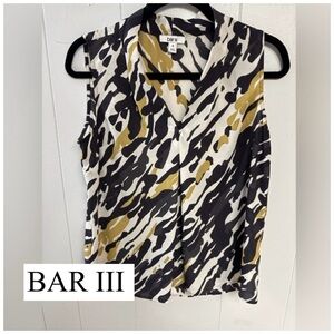 Bar III Women's Abstract Animal-Print V-Neck Blouse.  Size M